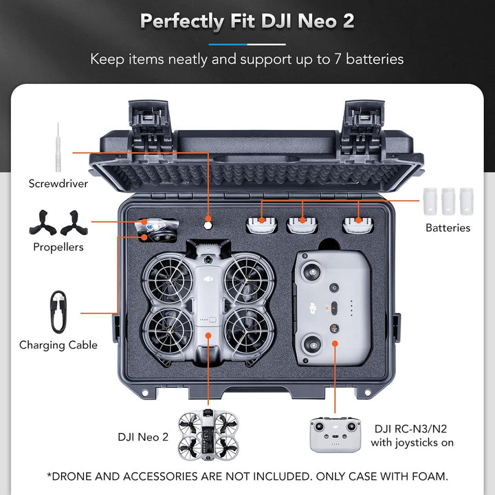 Lykus Titan N200 Wasserdicht Tasche/Koffer/Case für DJI Neo 2 Fly More Combo, RC-N3/N2, Unterstützun