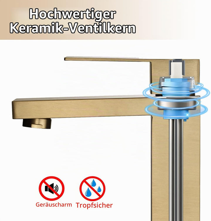 DETBOM Wasserhahn Bad,Mischbatterie Waschtischarmatur mit Geräuscharmem Keramischem Ventilkern,Armat