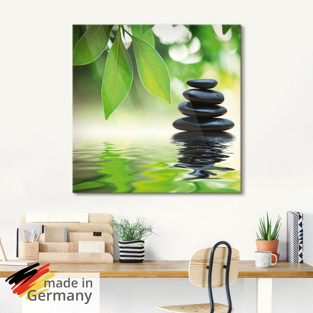 ARTland Glasbilder Wandbild Glas Bild einteilig 50x50 cm Quadratisch Asien Wellness Entspannung Spa