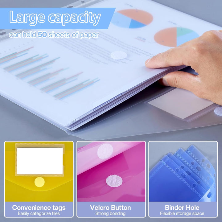 Dokumententasche A4 30 pack, Dokumentenmappe A4 Transparent Sammelmappen mit 11 Lochrand und Etikett