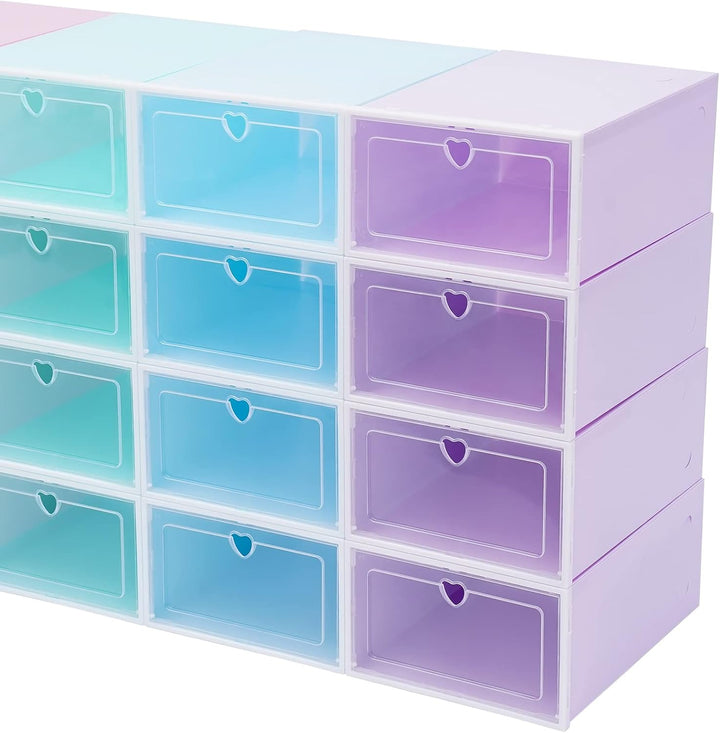 20er Pack mehrfarbig Schuhbox Aufbewahrung, Faltbare Display Box Container Schrank Regal Schuh Organ