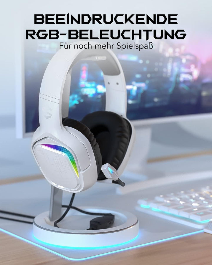 Black Shark Gaming Headset für PC, PS4, PS5, Xbox, Switch, Gaming Kopfhörer mit Ultraklarem Biegsame