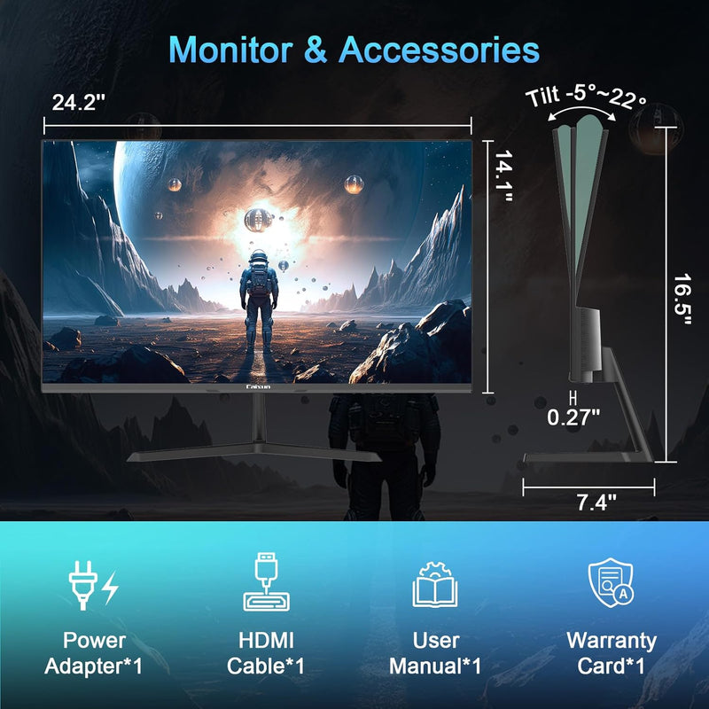 Minifire-Caixun Monitor - 27-Zoll-Bildschirm im rahmenlosen Design, IPS, 100Hz, USB Tpye-C, FHD, mit