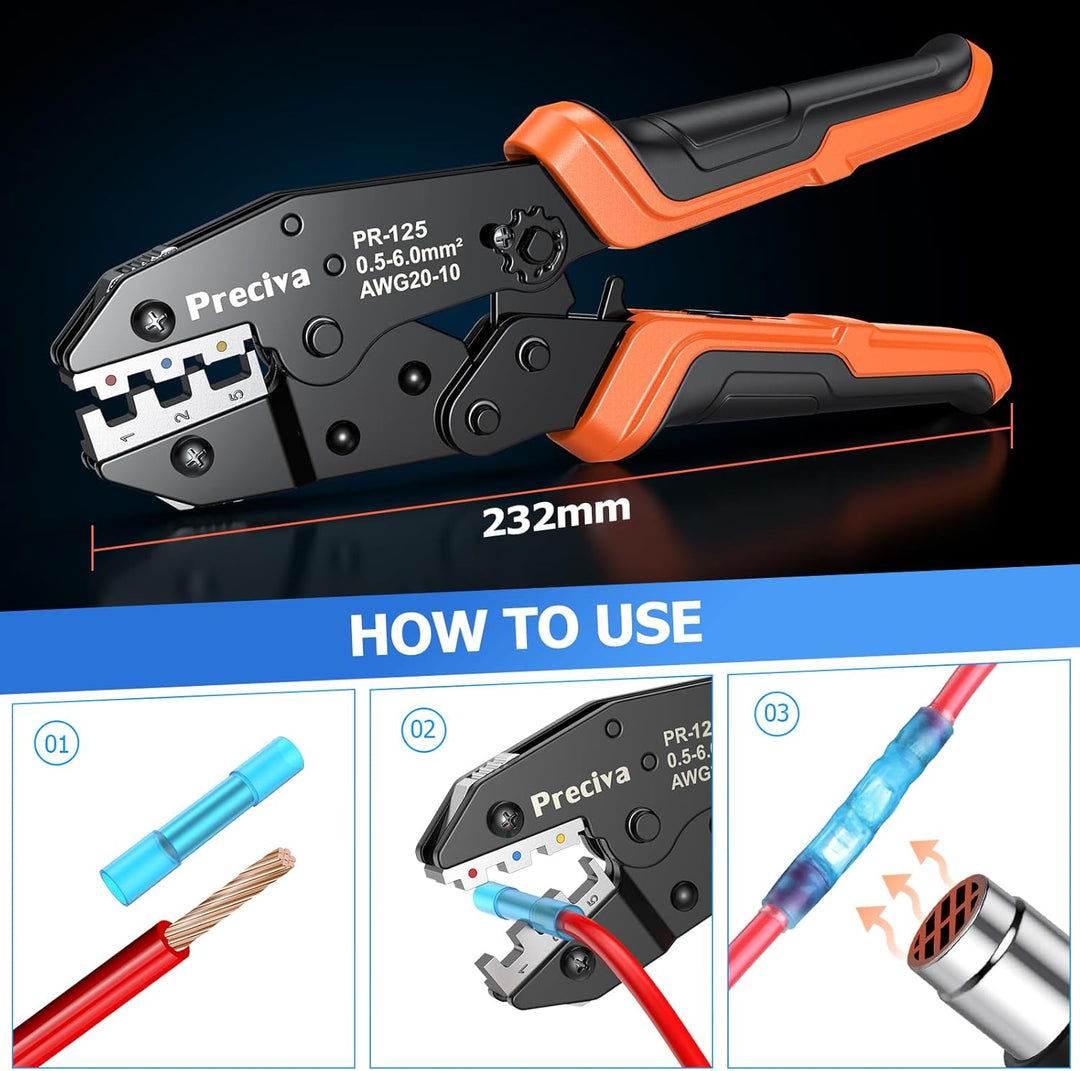 Crimpzange für Schrumpfverbinder, Preciva Stossverbinder Zange Krimperzange geeignet für 0.5mm² - 6m