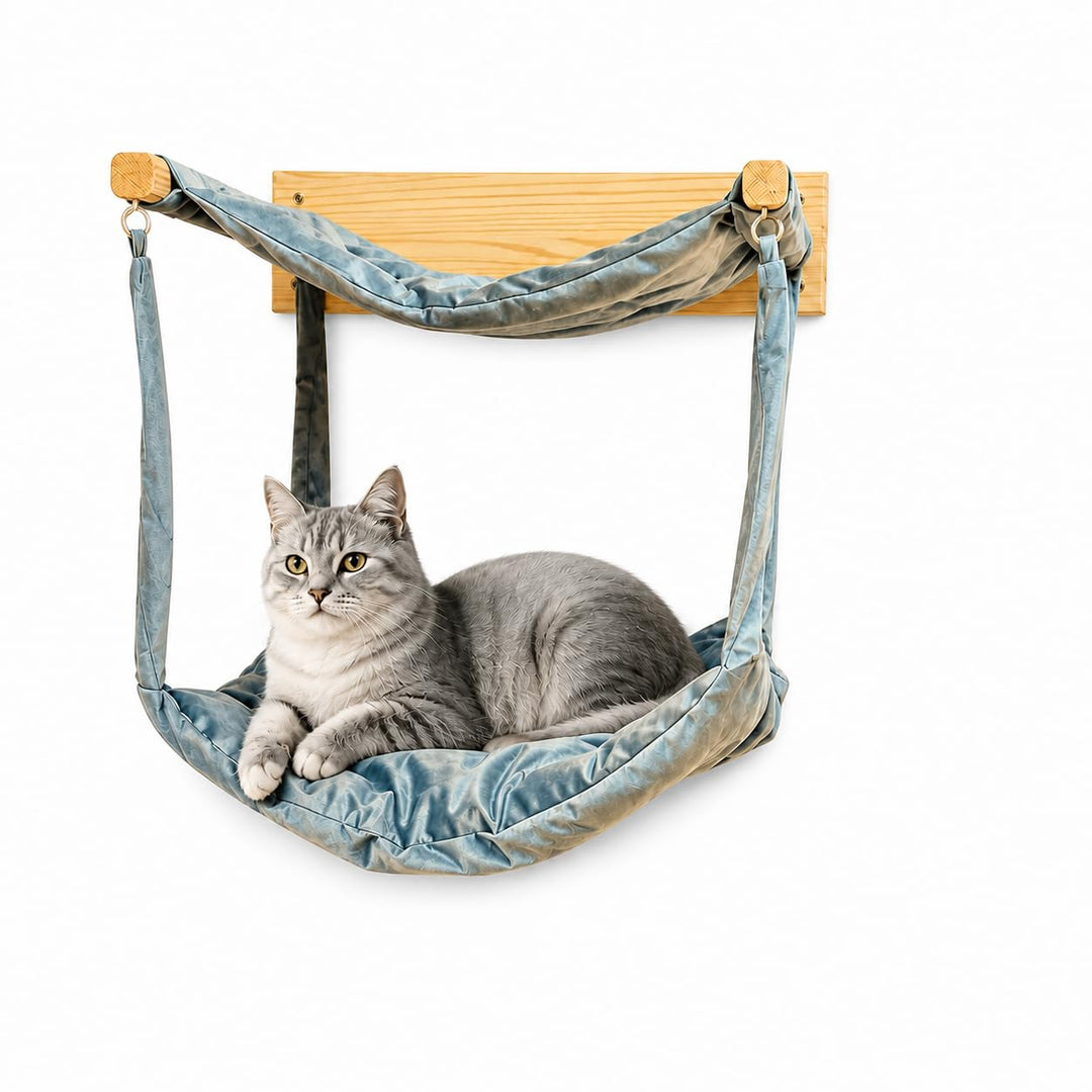 myHANA Kletterwand Katzen Kiefernholz | Hängematte Katze Wand 3 Farbvarianten| WandHängematte | Katz