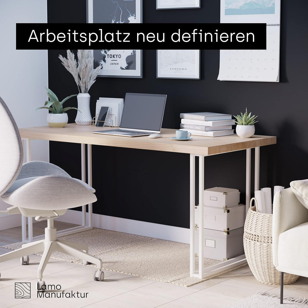 LAMO Manufaktur Holzplatte für Schreibtisch Tischplatte Massivholz Schreibtischplatte Baumkante 100x