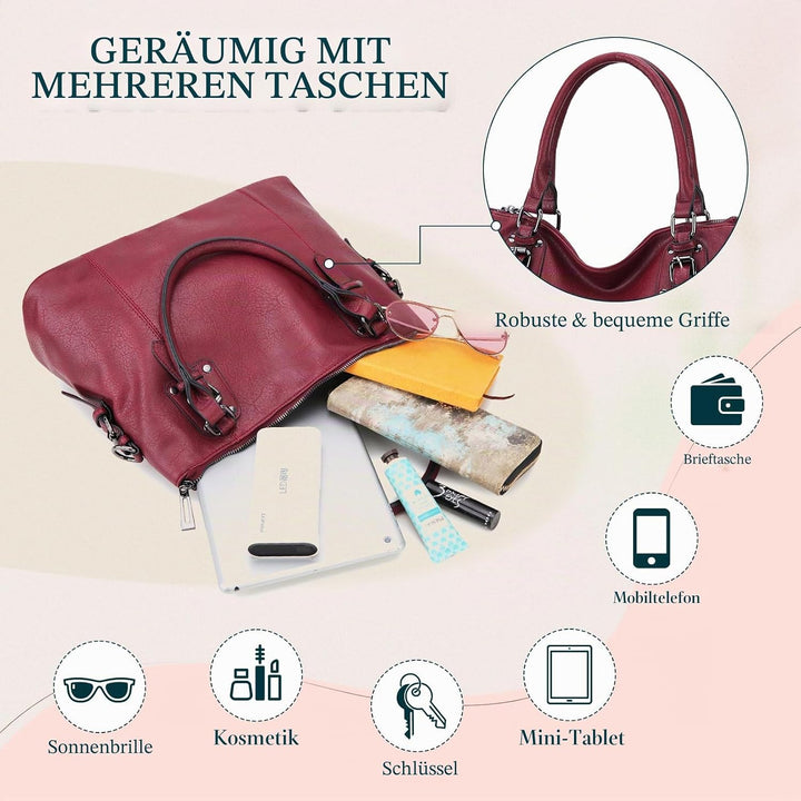 MayBlosom Hobo-Tasche für Frauen, Einkaufstasche, Umhängetasche, Umhängetasche, Geldbörse für Frauen