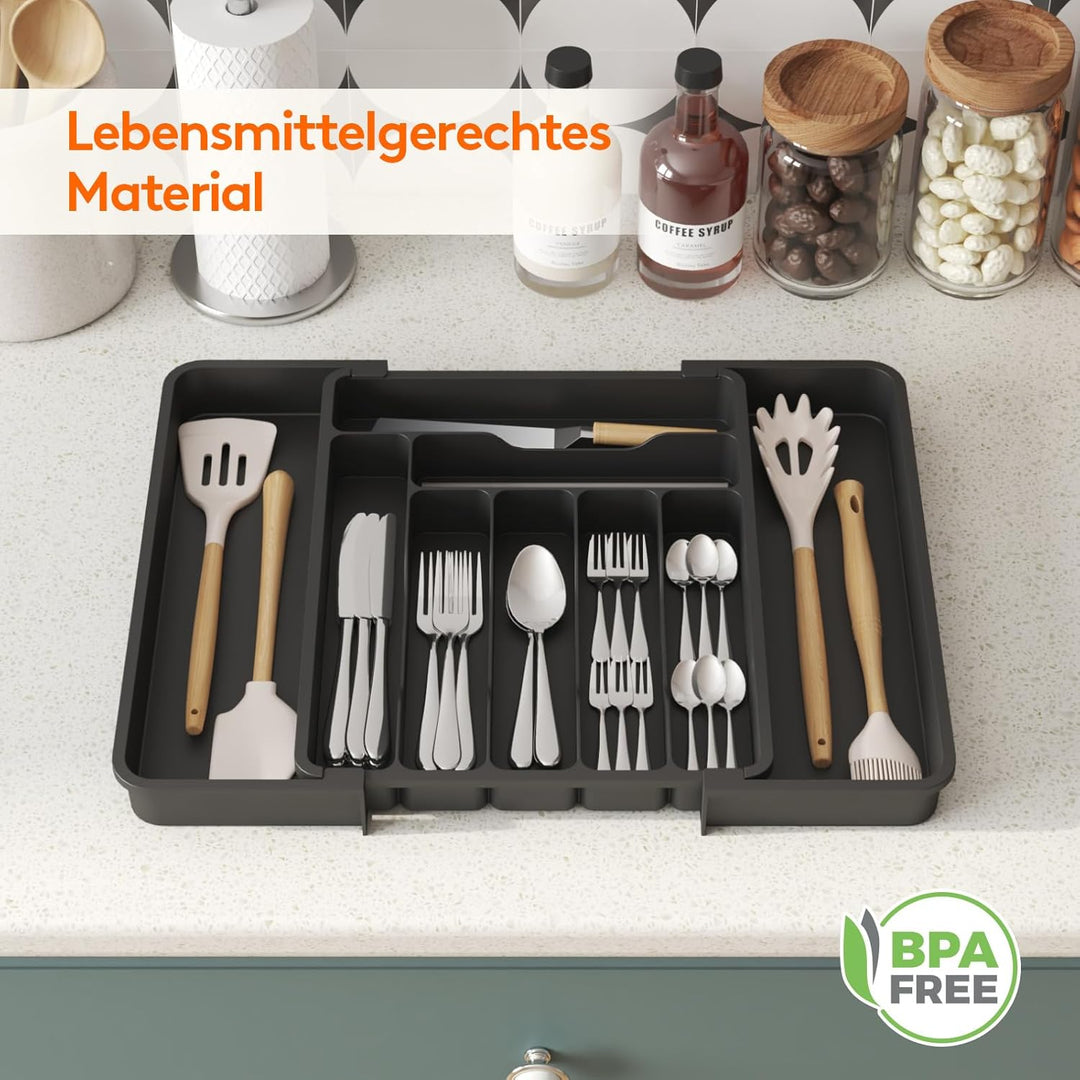 Lifewit Kleine Besteckkasten, Besteckeinsatz für Schublade, Verstellbarer Besteckkasten Erweiterbar
