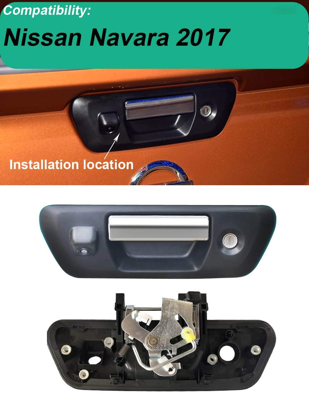 Wasserdicht 170° Nachtsicht Auto Kofferraum Griff Rückfahrkamera für Nissan Navara 2017 Einparkhilfe