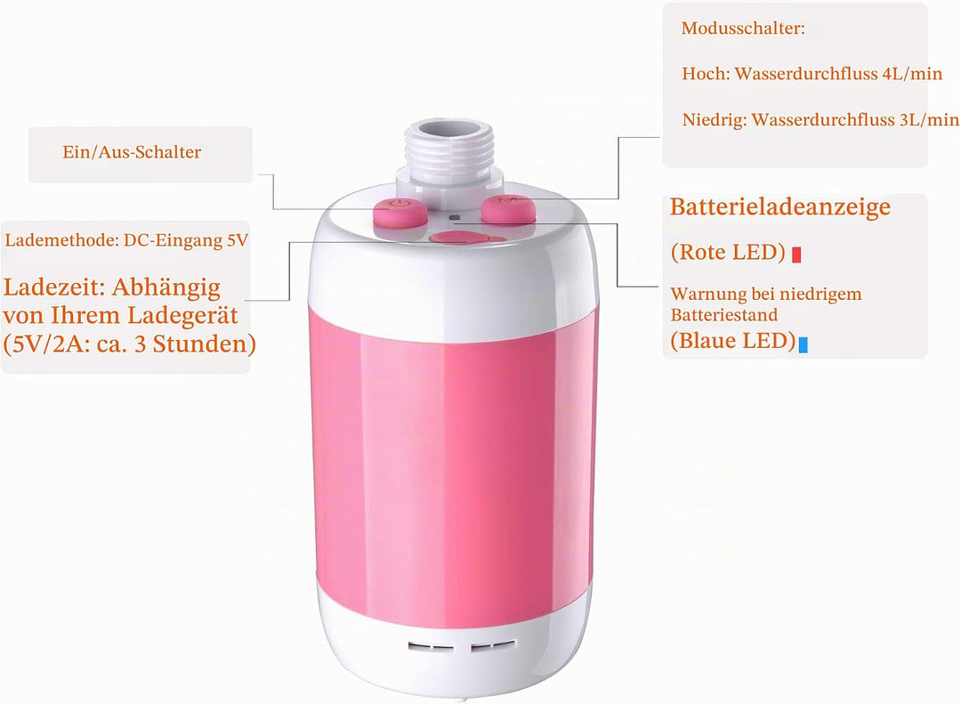 Laserbeak Portable Shower Camping Outdoor Shower, Built-in 4800 mAh Battery, Electric Handheld Recha