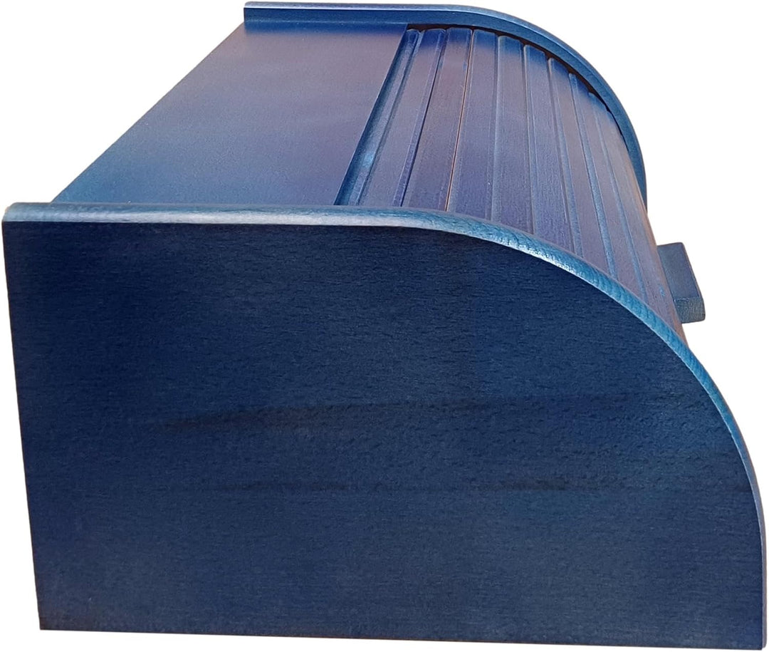 Brot-Box aus Holz, aufrollbar oder herunterklappbar, verschiedene Versionen erhältlich, holz, blau,