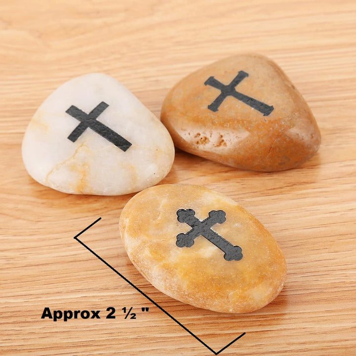 ROCKIMPACT 12 Kreuz Steine mit Kreuz Glück Gravierte Steine Gravur Inspirierende Ermutigung Dankbark
