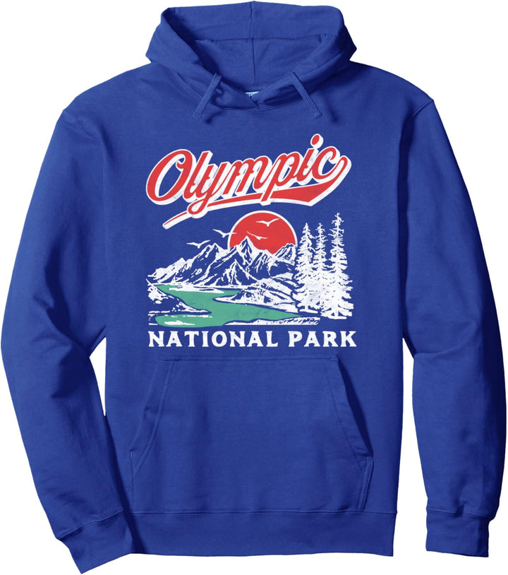 Olympic National Park Retro 80's Mountains Vintage Pullover Hoodie