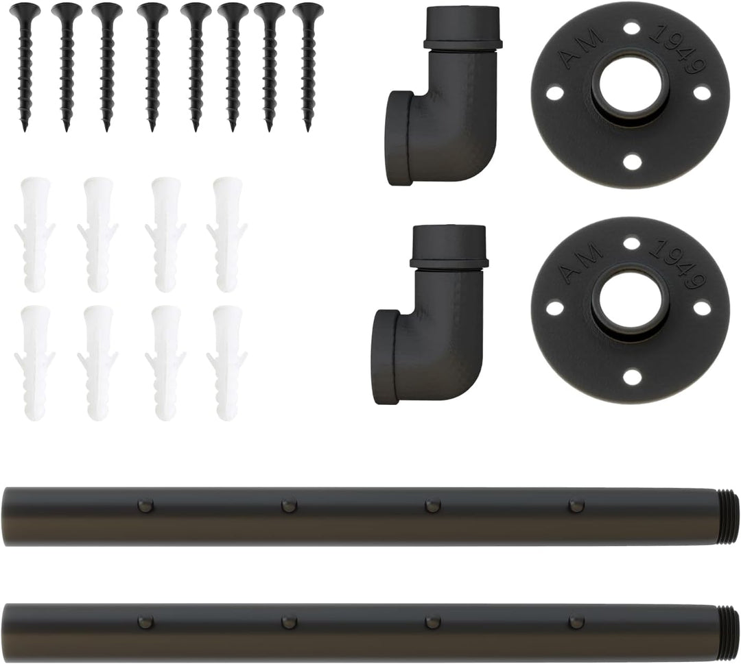 IBUYKE Kleiderstange Wandmontage 2 Stück, 40cm Metall Industrierohr Garderobenstange für die Wand, M
