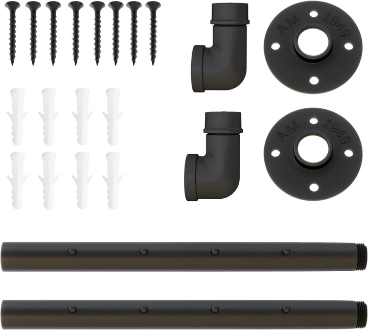 IBUYKE Kleiderstange Wandmontage 2 Stück, 40cm Metall Industrierohr Garderobenstange für die Wand, M