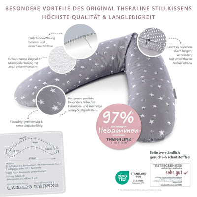 Theraline Das Original Schwangerschafts- & Stillkissen | gefüllt mit sandfeinen Original-Mikroperlen