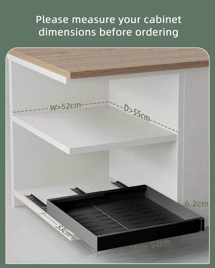NETEL Teleskopschublade Ausziehbarer Schubladen Organizer Einstellbare Breite 32-52cm，Tiefe 53cm für