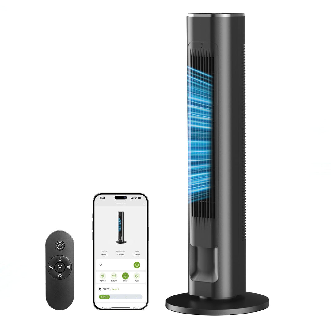 FLANUR Turmventilator, 23dB Ventilator Leise mit Kühlung,89cm WiFi Alexa Tower Fan mit Fernbedienung
