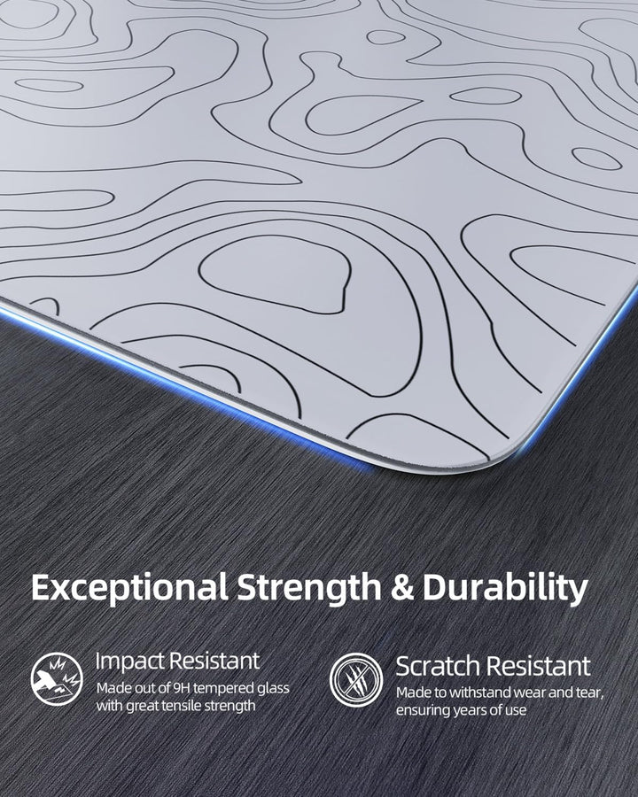 MAMBASNAKE x ATTACK SHARK CM05 Contour Glass Hard Gaming Mousepad,Nano-Micro-Etched Texture,Smooth G
