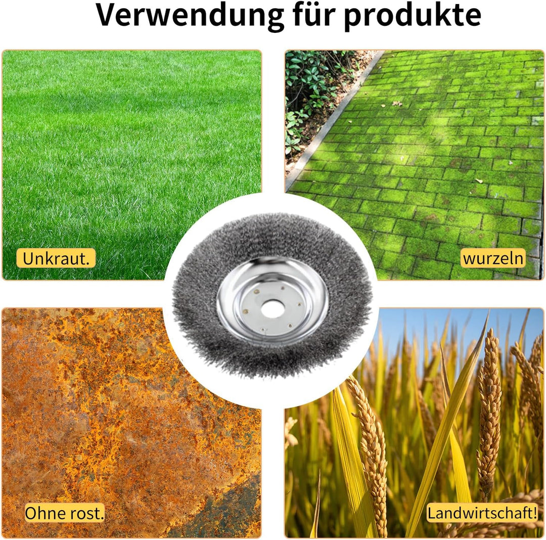 Lihaian Wildkrautbürste für Motorsense Rasentrimmer - Wildkrautbürste mit 25,4mm Bohrung, Bodendurch