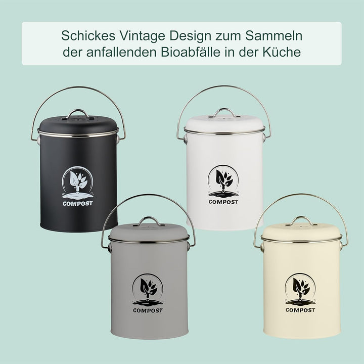 Relaxdays Komposteimer Küche 5,5 Liter, Mülleimer mit Deckel und Geruchsfilter, Abfalleimer Biomüll,