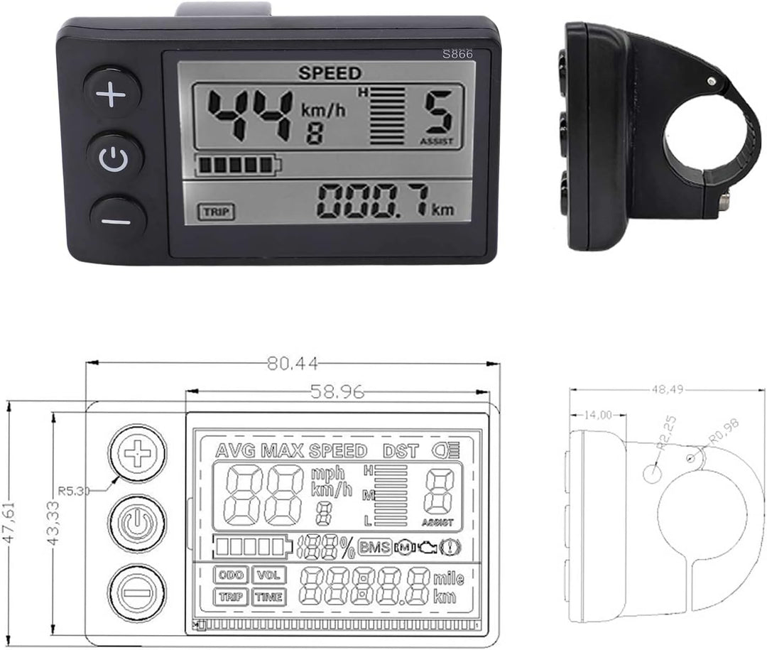 BuyWeek Brushless Motor Controller Kit, 36V/48V 500W/750W Brushless Motor Controller mit 866 LCD Dis