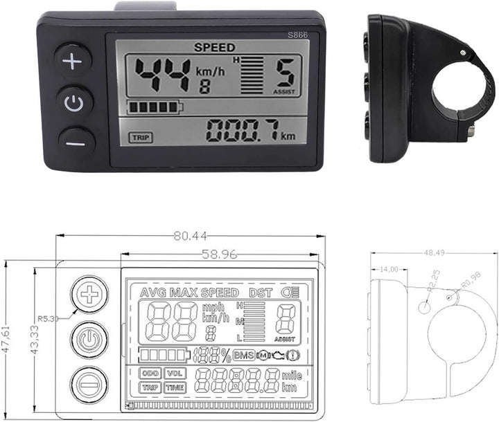 BuyWeek Brushless Motor Controller Kit, 36V/48V 500W/750W Brushless Motor Controller mit 866 LCD Dis