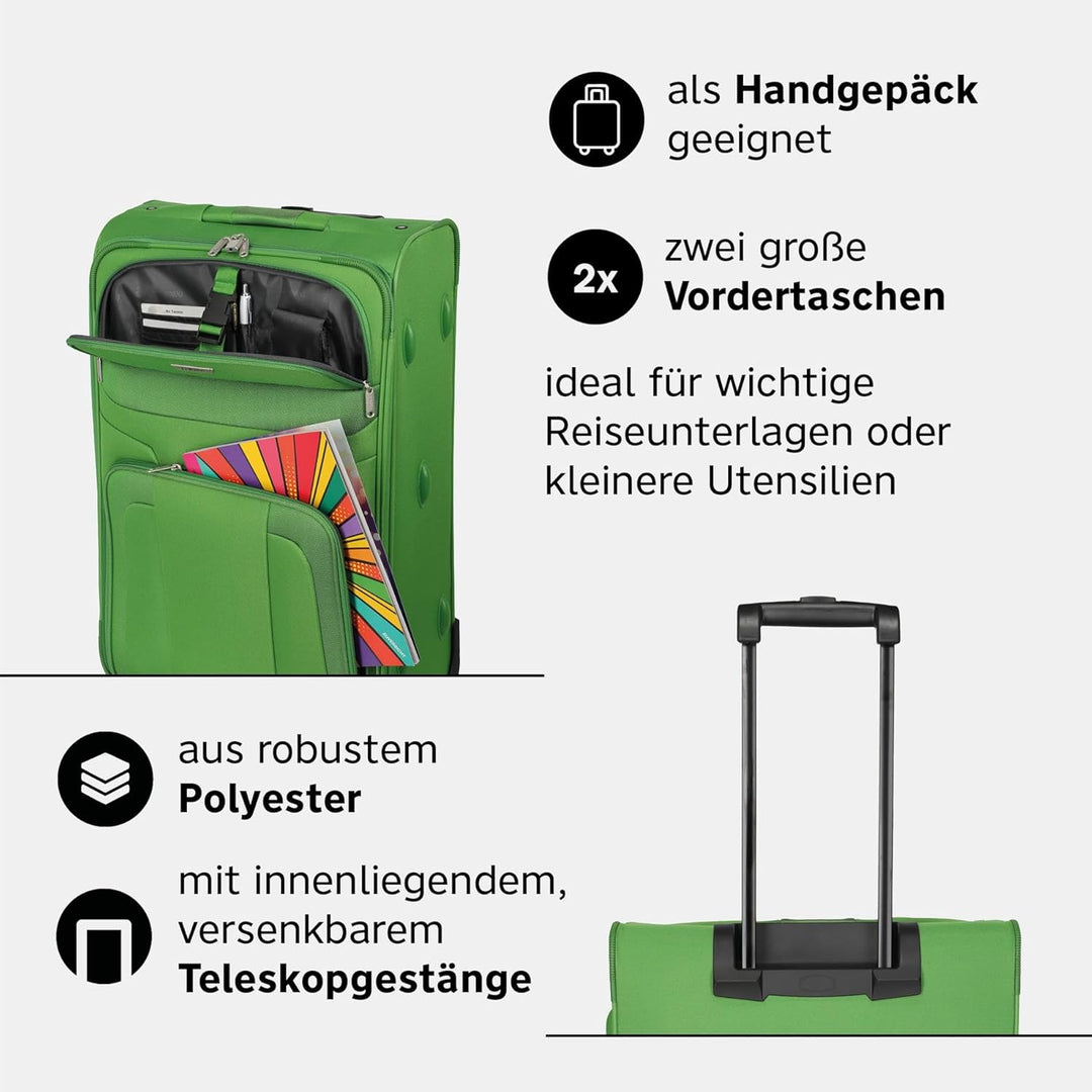paklite Handgepäck Koffer mit 2 Rollen, Reisekoffer klein, Orlando, Klassischer Weichgepäck Trolley