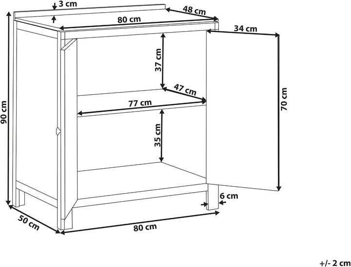 Beliani Outdoor-Küchenschrank Akazienholz braun breit 50x80x90 cm mit 2 Türen Venosa