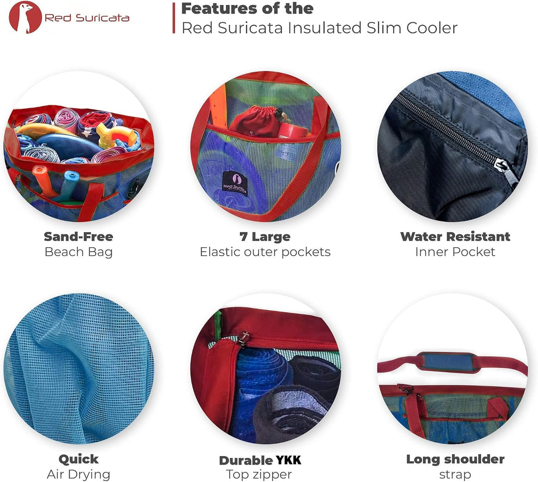 Red Suricata Ra-rso-lamebeba1 Netz-Strandtasche Blau/Rot, Blau/Rot
