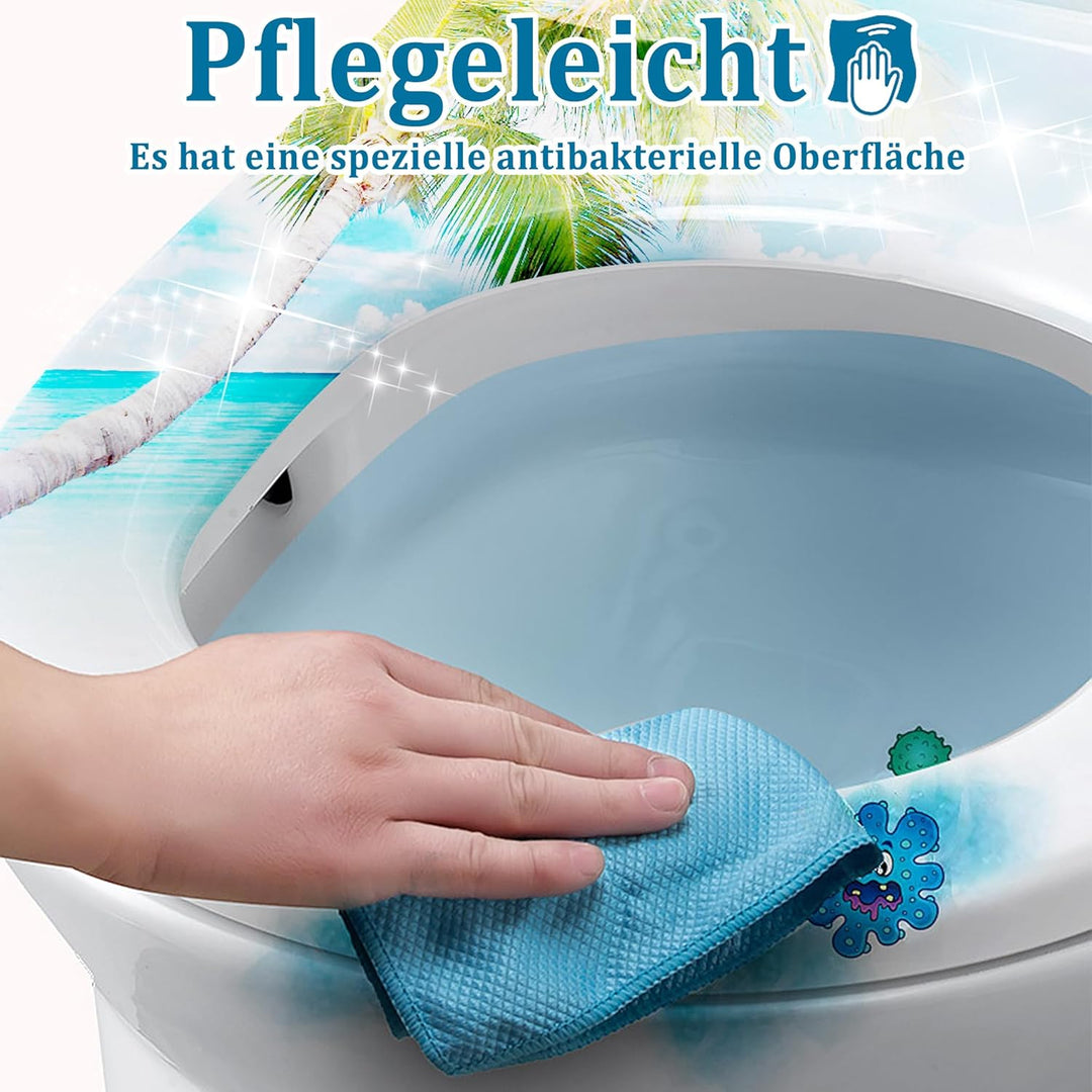 WC-Sitz Toilettendeckel mit Soft-Close, Duroplast &amp; Edelstahl, Antistatisch &amp; Antibakteriell, Abnehm