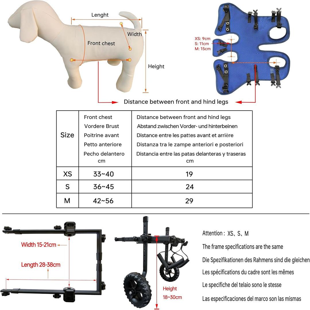 2 Rad faltbar Hund Rollstühle,kleine Haustier Hinterbein Rollstuhl,einstellbare Unterstützung Mesh-G