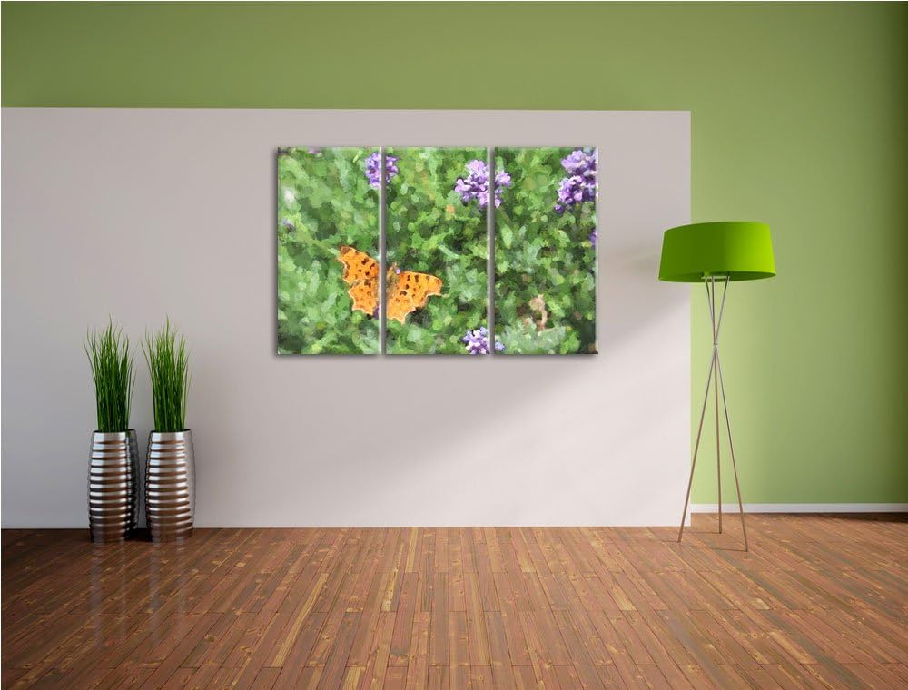 schöner Schmetterling auf Blumenwiese NewArt 3-Teiler Leinwandbild 120x80 Bild auf Leinwand, XXL rie