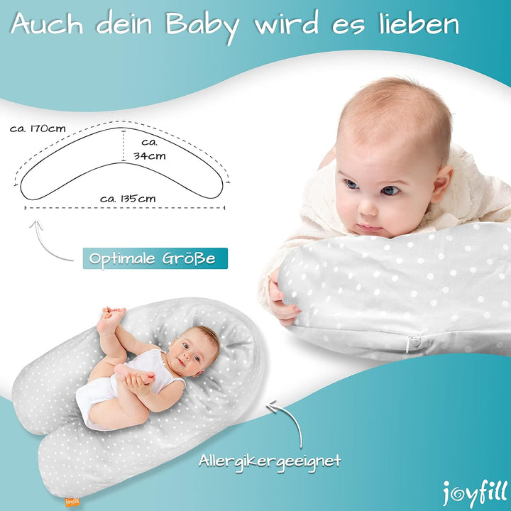 joyfill® Premium Stillkissen Mikroperlen 170cm I Ideal zum Schlafen & Stillen Dank Flüsterleiser & B