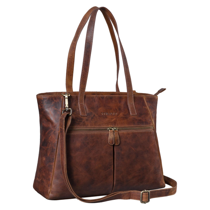 STILORD 'Madeleine' Grosse Umhängetasche Damen Leder Vintage Schultertasche Elegante Businesstasche