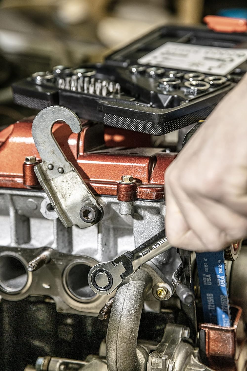 Högert Technik -Werkzeugsatz - Ratschenringschlüssel mit Steckschlüssel aus Chrom-Vanadium Legierung