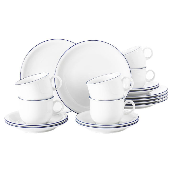 Seltmann Weiden Kaffeeservice 18-teilig | Serie Compact Blaurand | Set beinhaltet je 6 Frühstückstel