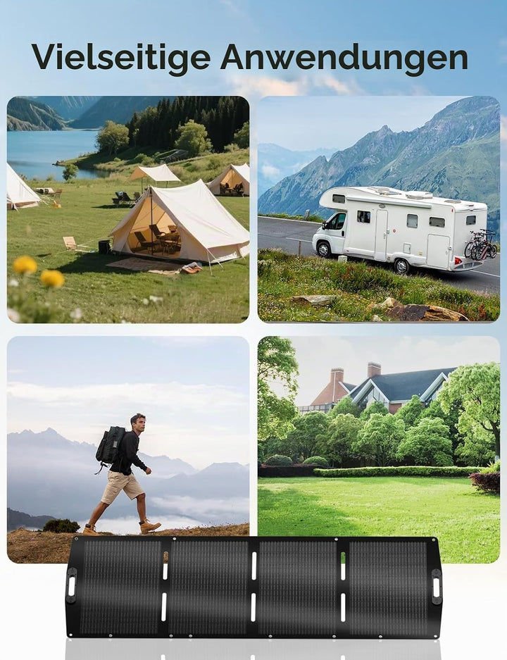 ECO-WORTHY 200W Tragebares Solarpanel faltbar, geeignet für Powerstation, leicht und einfach zu tran