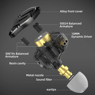 KZ ZS10 Pro X in Ohrmonitor, verbessert 4BA 1DD KZ Kopfhörer Multi-Treiber im Ohrhörhörer-IEM mit ab