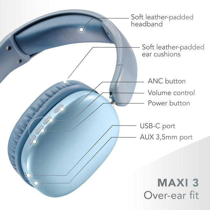 Music Sound MAXI3 Kabellose Over-Ear-Kopfhörer, Aktive Geräuschunterdrückung, Immersiver und Kristal