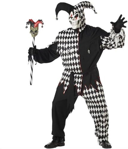 Generique - Böser Clown-Kostüm für Herren Harlekin Halloween-Kostüm schwarz-weiss - XXL, XXL