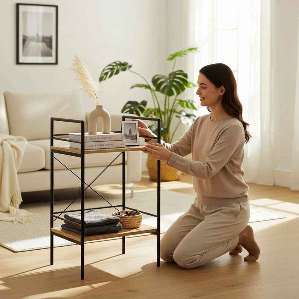 HAKU Möbel Beistelltisch, MDF, schwarz-eiche, B 34 x T 27 x H 62 cm, Schwarz-eiche