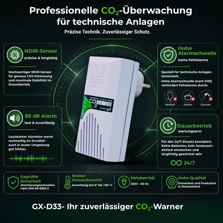 Schabus 300257 Gasmelder netzbetrieben detektiert Kohlendioxid, (B x H x T) 60 x 118 x 44 mm