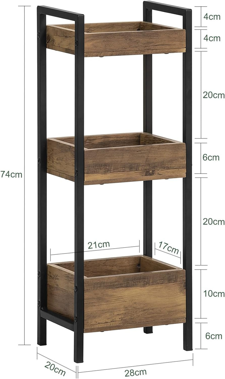 SoBuy FRG226-F Badregal Vintage Standregal Küchenregal mit 3 Ablagefächern BHT ca: 28x74x20cm, Vinta