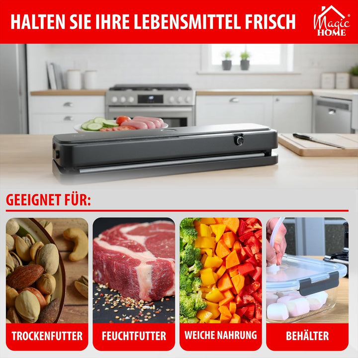 MAGIC HOME Vakuumiergerät & Vakuumierer | Vakuumiergerät für Lebensmittel & Folienschweissgerät | Va