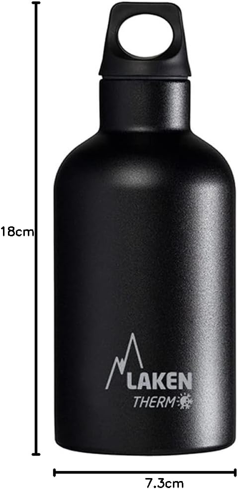 Laken Thermo Futura Thermosflasche Isolierflasche Edelstahl Trinkflasche Schmale Öffnung 355 ml Schw