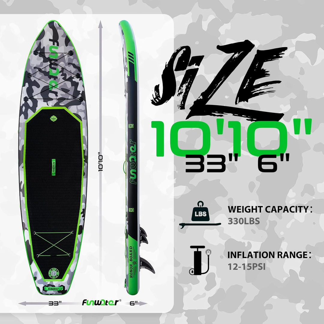 FunWater 10'6"–11'6" SUP Board, aufblasbares Stand-Up Paddle Board für alle Könnensstufen, ideal für
