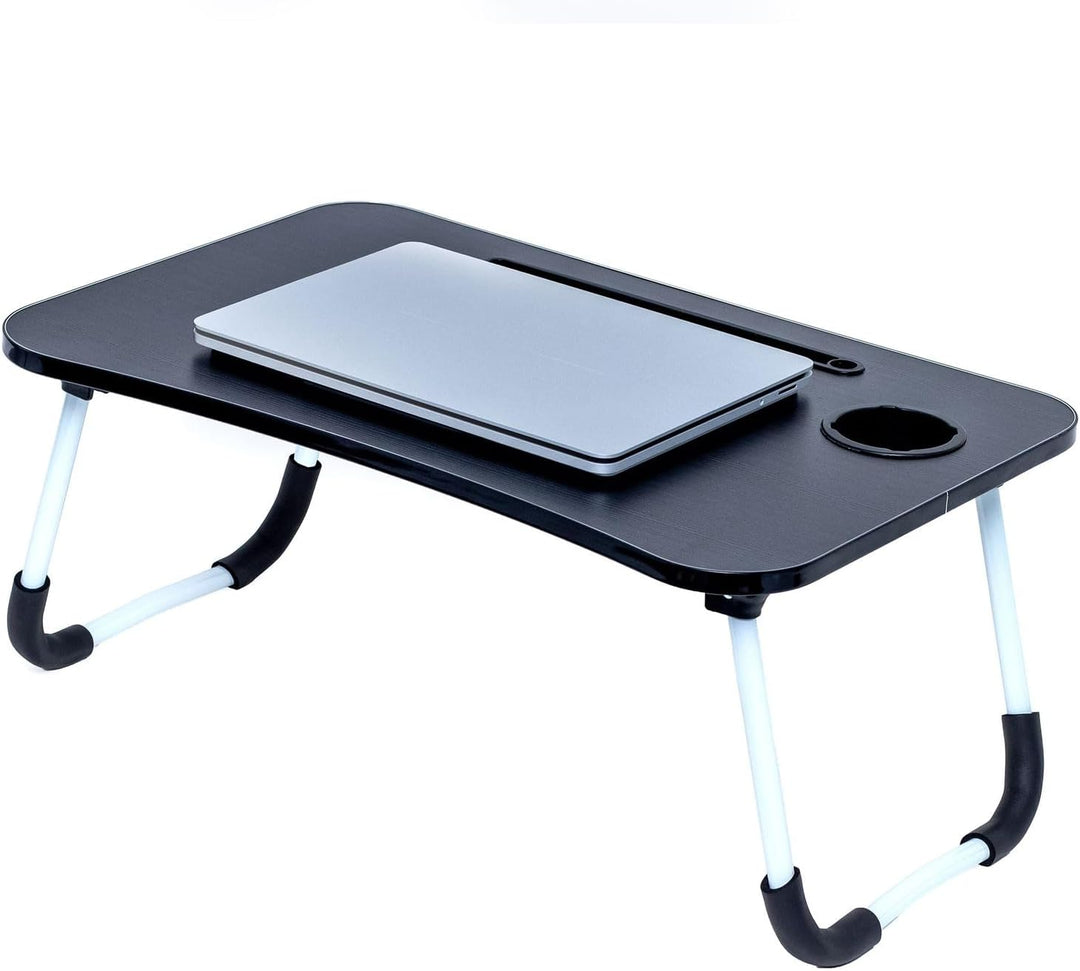 Intirilife ausklappbarer Laptoptisch in Schwarz mit 60 x 40 x 28 cm Grösse - Lesetisch Frühstücksbre
