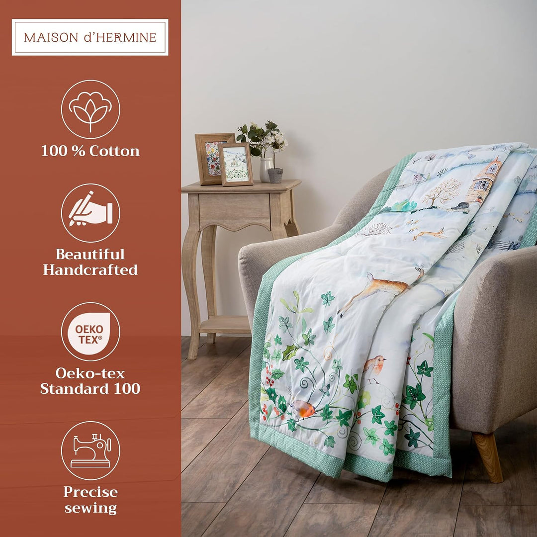Maison d' Hermine Überwurfdecke für Couch, leicht, weich, warm, atmungsaktiv, Baumwolle, Überwurfdec