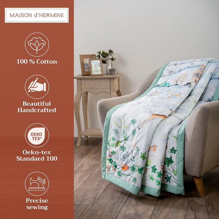 Maison d' Hermine Überwurfdecke für Couch, leicht, weich, warm, atmungsaktiv, Baumwolle, Überwurfdec